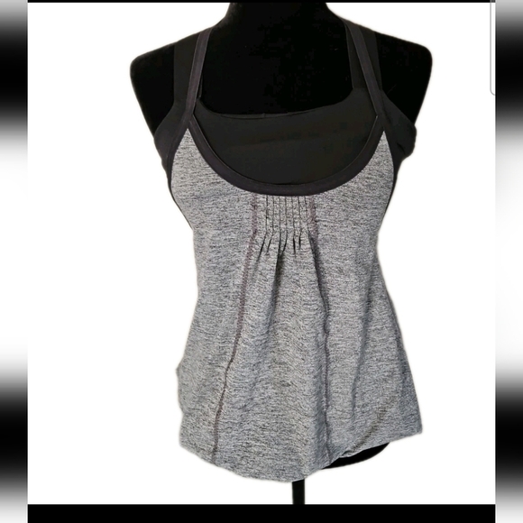 Lululemon Womens Gray Awareness Tank In Static Gray And Black Yoga Top 4 - Picture 3 of 13